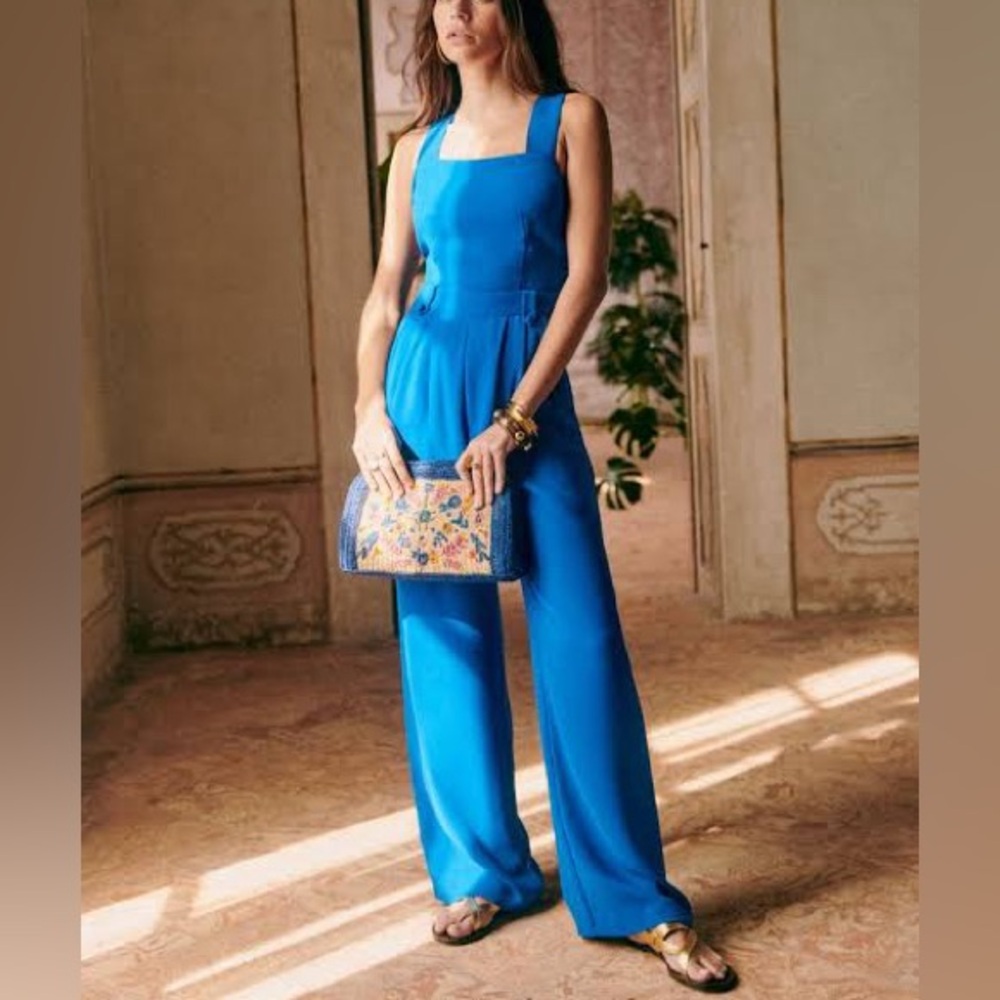 Sezane Sky Wide Leg Jumpsuit Sz Us 6